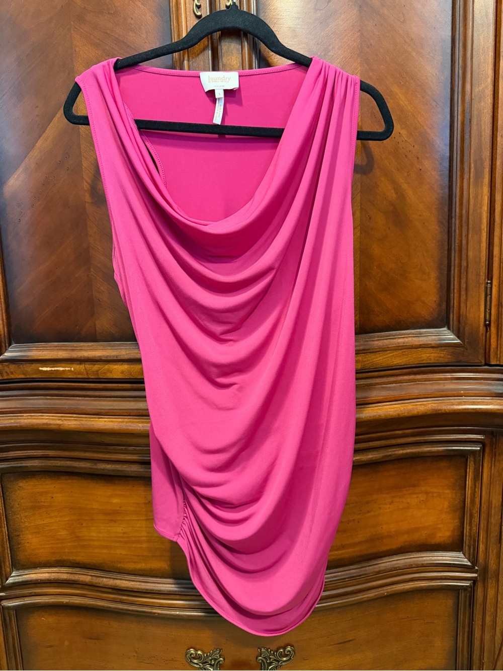 Laundry by Shelli Segal Hot Pink Draped Sleeveless Top size small